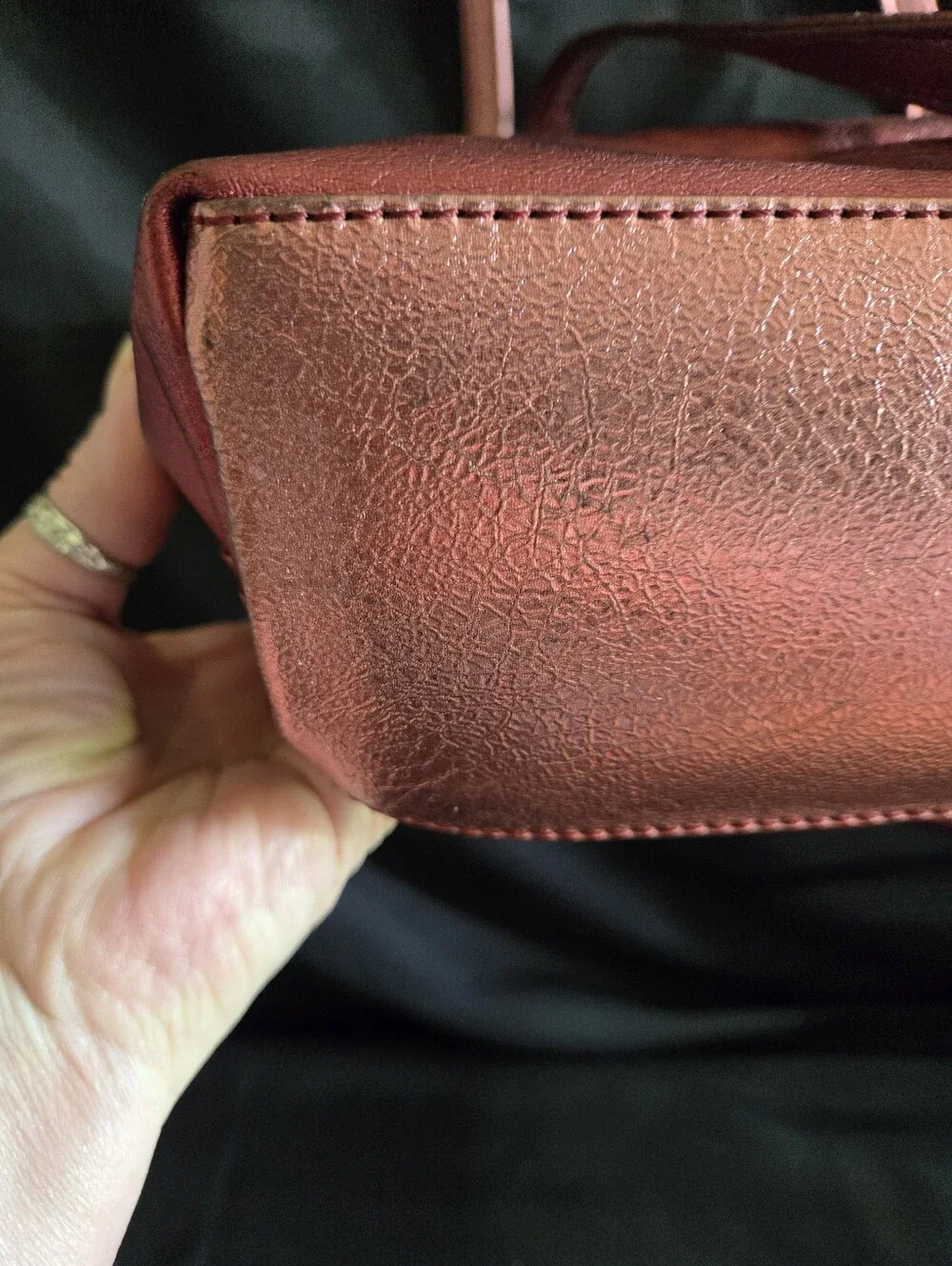 Wilsons Leather Metallic Red Leather Tote Bag with Shoulder Straps EUC